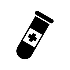 Flask with medical cross vector glyph icon