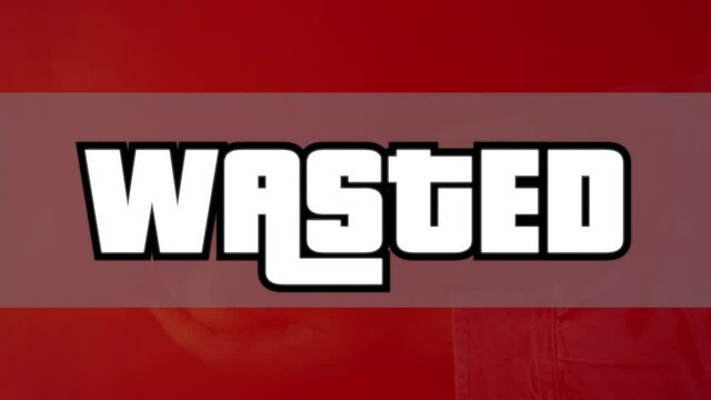 A man breaking an egg with another one; a flashing white text appears, Wasted (a popular internet meme from video games).

