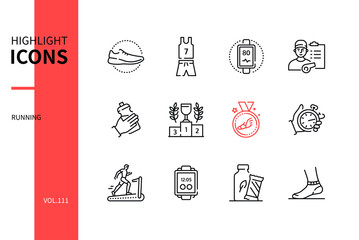 Running - modern line design style icons set