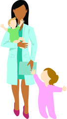 doctor vector image . A doctor with a child. children's doctor . Illustration. Medicine. doctor's appointment. health