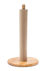 Paper towel holder with empty roll on white