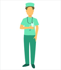 doctor vector image . Person profession doctor. Nurse, nurse. Health. The clinic. Helping people