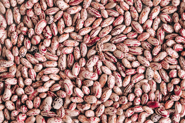 Dry beans as a background texture. Top view. Copy, empty space for text