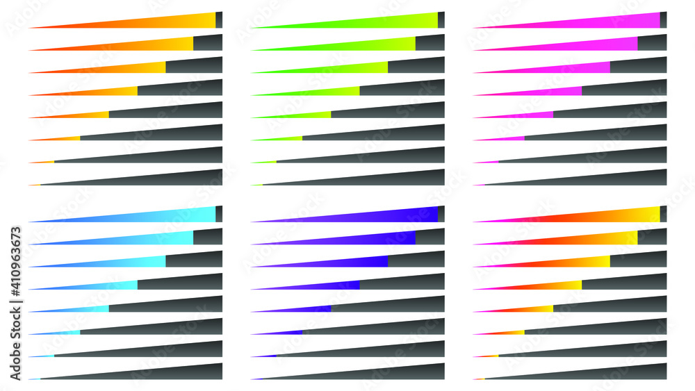 Poster set collection progress loading bar color gradient vector design style