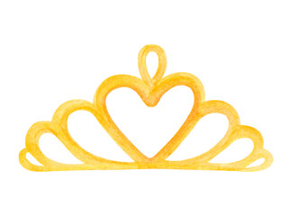 watercolor yellow tiara isolated on white background © dreamloud