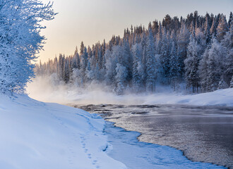 winter landscape with river