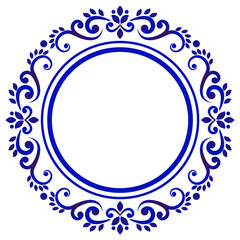 blue and white decorative round - obrazy, fototapety, plakaty