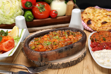 
meat on the tile a kind of turkish food