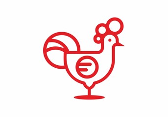 Red chicken vector logo