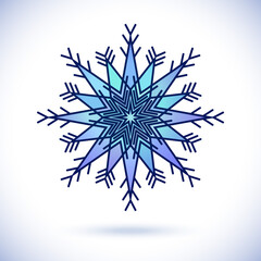 Snowflake blue round ornament Mandala vector