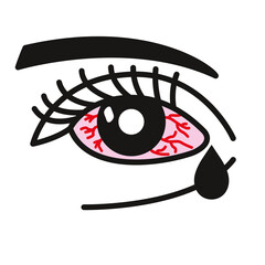 Inflammated eye Conjunctivitis or pink eye. Linear vector illustration