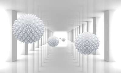 3d picture spiky balls in the tunnel 