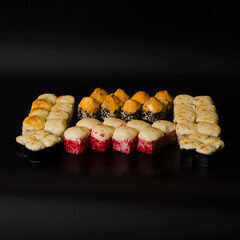 set of rolls on a black background