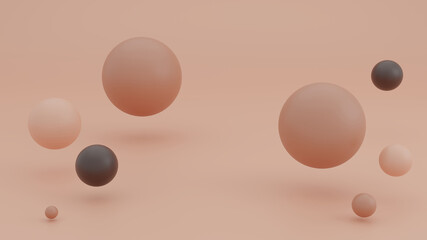 abstract sphere random float on background, easter egg brown , modern backdrop, 3d render