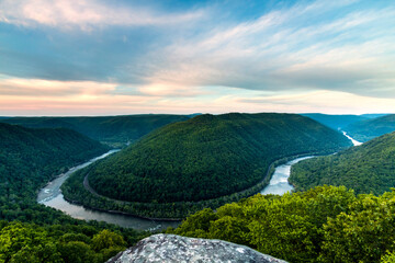 Dramatic spring landscapes in New River Gorge National Park in West Virginia,USA. it is the newest national park in the US.