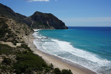 the Kavo Paradiso Beach in Vigles Agrielia Thymianos Richtis Panagia Styloti, Kos Island, Greece, May