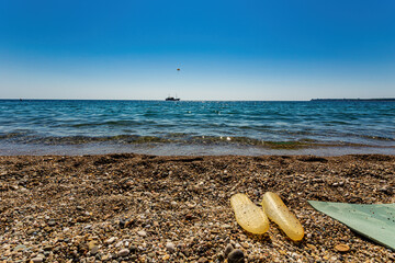 Landscape with a view from the beach to the sea distance