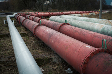 old oil pipeline in the middle of nature, detrimental effect on the environment, industrial landscape aroun Litvinov and Most, north Czech republic