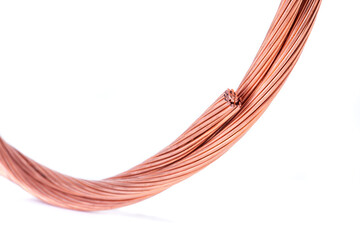 Copper cable curve isolated on white background