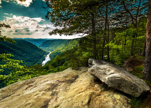 Dramatic spring landscapes in New River Gorge National Park in West Virginia,USA. it is the newest national park in the US.