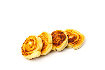 Top view ka potato rolls isolated on white background.