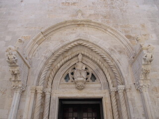 Entrance portal of the Cathedral Sveti Marco in Korcula, Croatia 