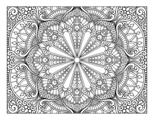 coloring full page mandala design. adult coloring page