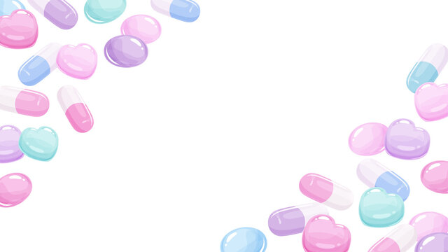 病みかわいい薬のイラスト フレーム 16 9 Stock Vector Adobe Stock