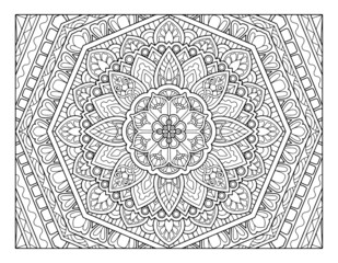 coloring full page mandala design. adult coloring page