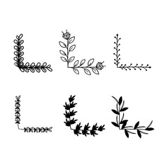 Illustration hand drawing isolated on white background, Set plant frame , Illustration Vector EPS 10 