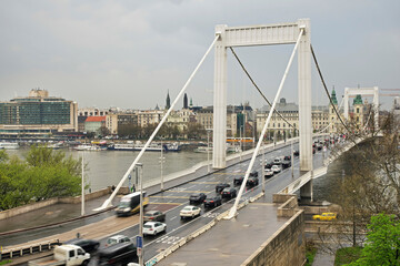 Elisabeth bridge over Danube river in Budapest. Hungary