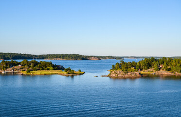 Lifestyle on islands. Stockholm archipelago island, largest archipelago in Sweden, and...