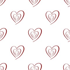 Obraz na płótnie Canvas Valentines heart seamless pattern. Vector holiday backdrop. Red color on white. For wallpaper, wrapping, packaging product, clothes t shirt print.