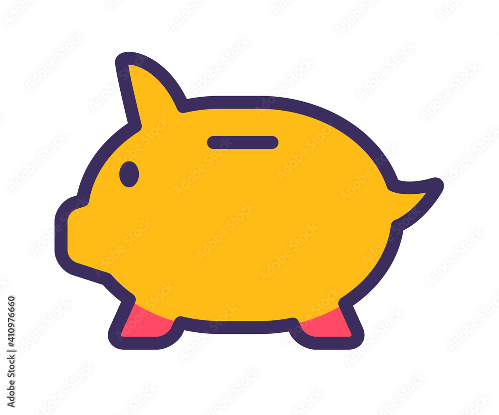 Aufkleber saving piggy storage single isolated icon with filled line style