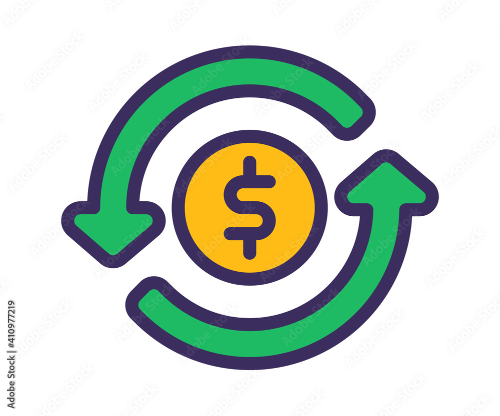 Poster money flow turnover single isolated icon with filled line style