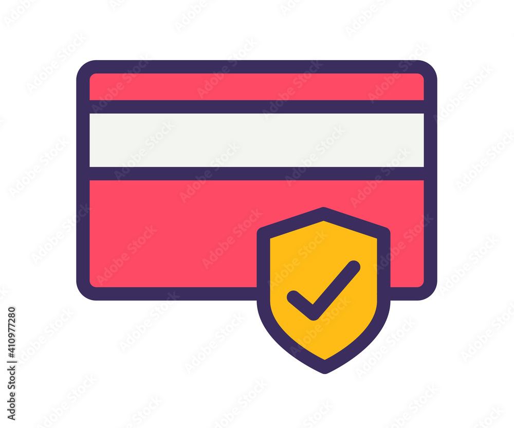Poster secure credit card transaction single isolated icon with filled line style