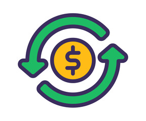 money flow turnover single isolated icon with filled line style