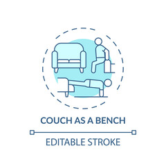 Couch as bench concept icon. Gym alternative idea thin line illustration. Activating triceps in upper arm. Improvement sports performance. Vector isolated outline RGB color drawing. Editable stroke
