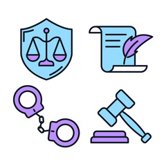 Set of law and justice icon. Court Lawyer pack symbol template for graphic and web design collection logo vector illustration