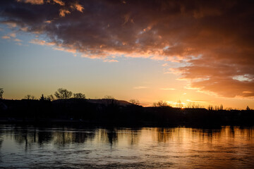 sunset over the river