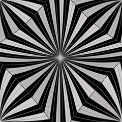 geometric pattern of black and gray diagonal lines.