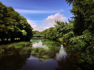 The Blue Bridge over the River Stour at Blandford Forum in Dorset.
