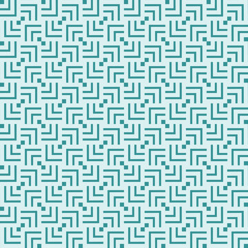 Turquoise Blue Geometric Lines Seamless Pattern