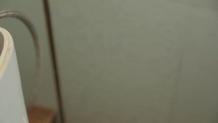 Dirty toilet cistern old parts pan shot