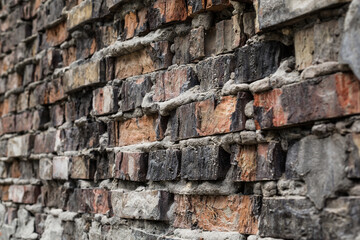Brick Pattern in bad condition, close up wall texture for background