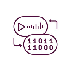 Natural language processing RGB color icon. Data encryption. Digital transformation. Smart technology. Information in audio file. Artificial intelligence. Isolated vector illustration
