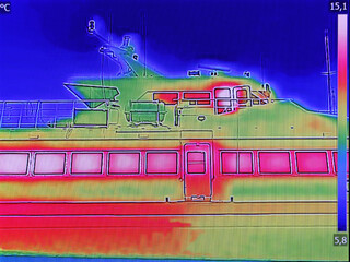 Detecting Heat Loss Outside anchored luxury motor yacht Using Infrared Thermal Camera