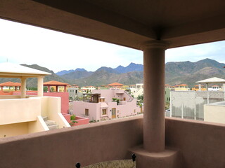 the view from the balcony of a villa in the Villages of Loreto Bay in Baja California Sur in the...