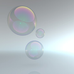 Schwebende Seifenblasen träumen im Licht