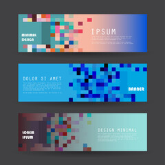 Collection  horizontal business banner set vector templates. clean modern geometric abstract background layout for website design. simple creative cover header. in rectangle